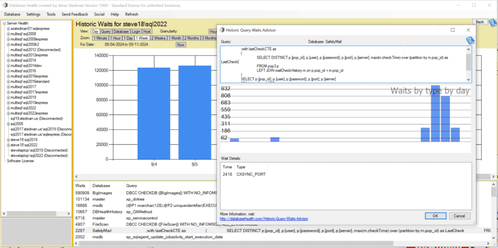 Tracking wait statistics in SQL Server databases